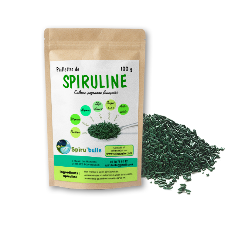 Sachet de spiruline en paillettes