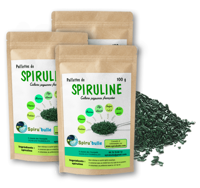 pack de 3 sachets de spiruline en paillettes